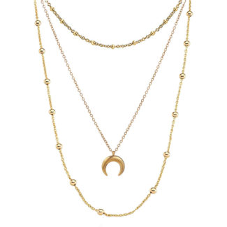 L'ensemble de collier en perles de chaîne fine est fabriqué en acier inoxydable avec un pendentif en forme de lune pour un look unique et élégant.